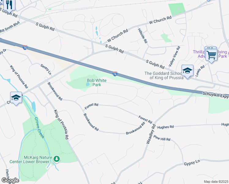 map of restaurants, bars, coffee shops, grocery stores, and more near 639 Mallard Road in Wayne
