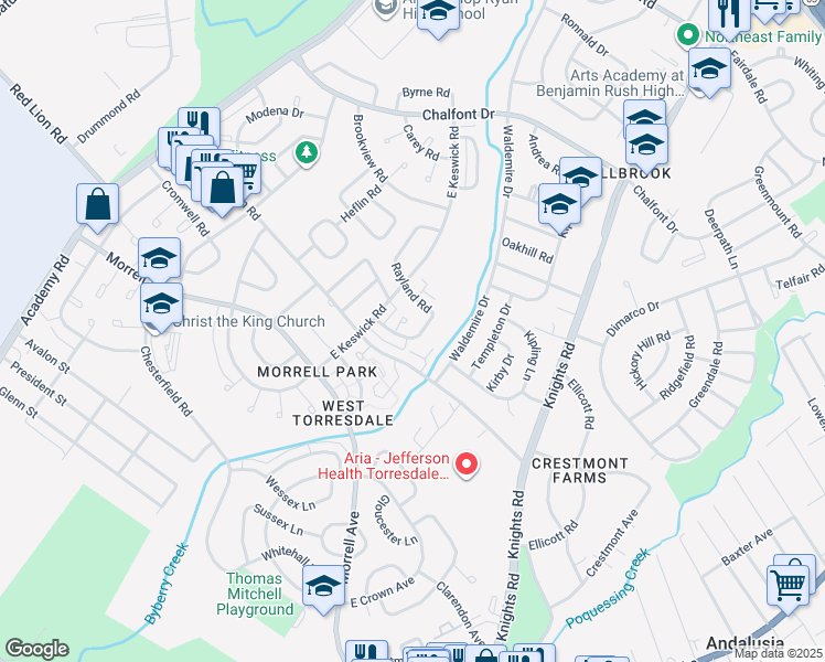 map of restaurants, bars, coffee shops, grocery stores, and more near 10765 Helmer Drive in Philadelphia