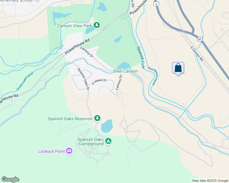 map of restaurants, bars, coffee shops, grocery stores, and more near 2605 South Hawk Drive in Spanish Fork