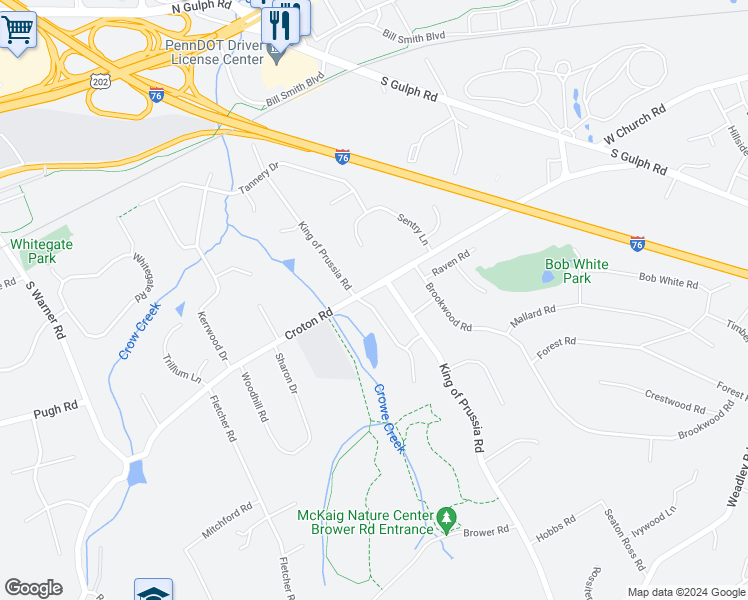 map of restaurants, bars, coffee shops, grocery stores, and more near 400 Alderbrook Drive in Wayne