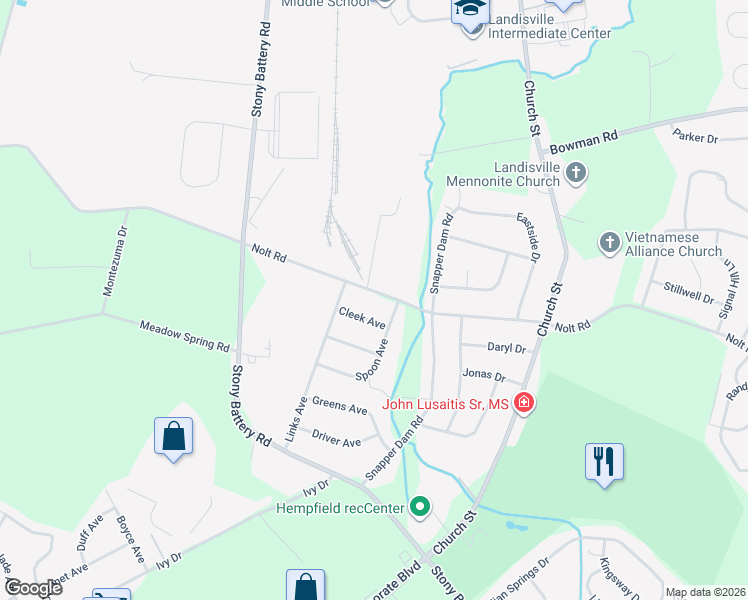 map of restaurants, bars, coffee shops, grocery stores, and more near 947 Cleek Avenue in Lancaster County