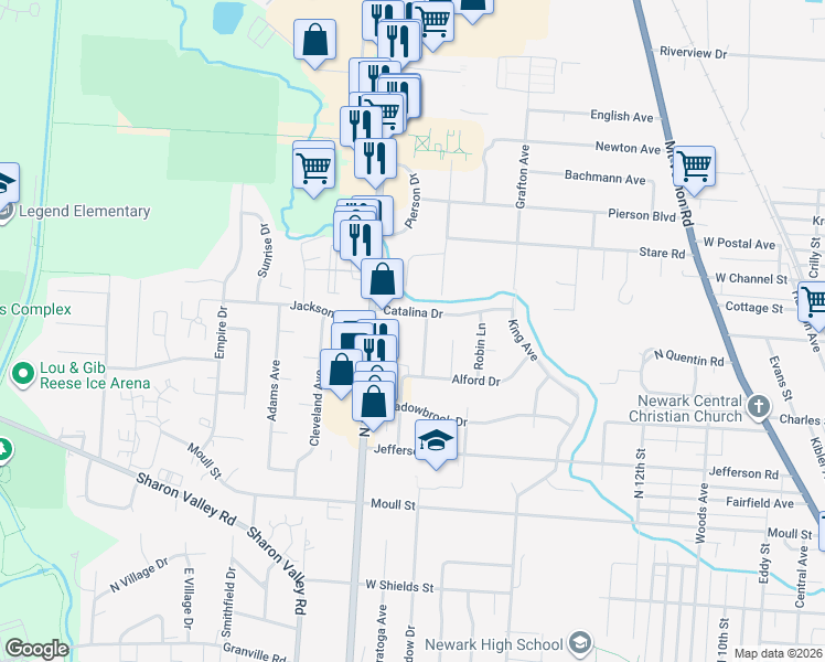 map of restaurants, bars, coffee shops, grocery stores, and more near 649 Kennedy Street in Newark