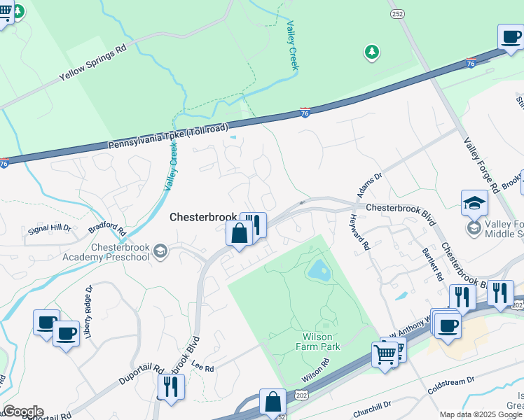 map of restaurants, bars, coffee shops, grocery stores, and more near 100 Amity Drive in Wayne