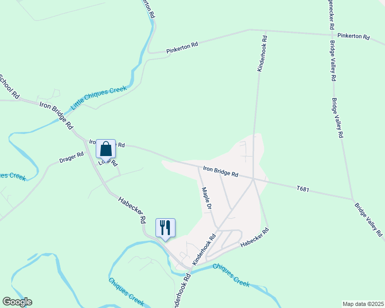 map of restaurants, bars, coffee shops, grocery stores, and more near 1376 Iron Bridge Road in Columbia
