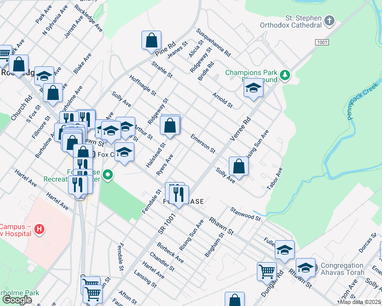 map of restaurants, bars, coffee shops, grocery stores, and more near 800 Solly Avenue in Philadelphia