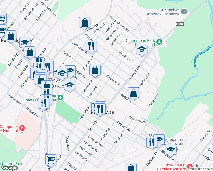 map of restaurants, bars, coffee shops, grocery stores, and more near 800 Solly Avenue in Philadelphia