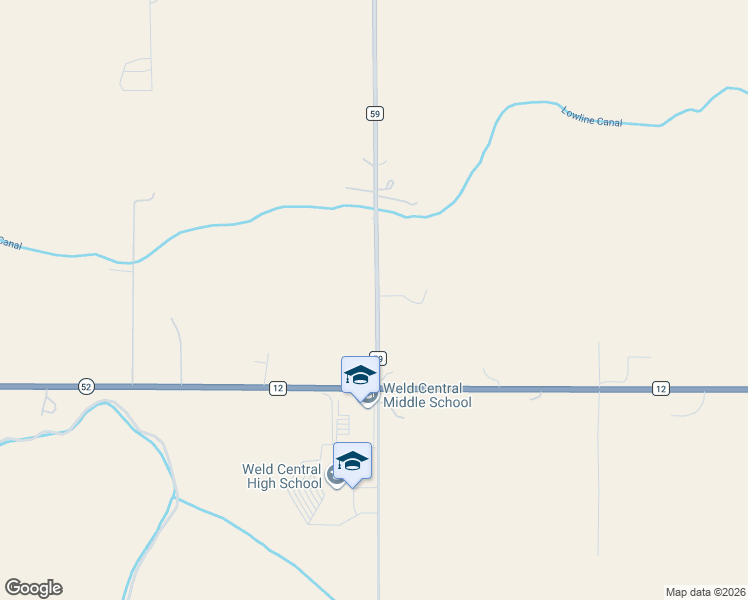 map of restaurants, bars, coffee shops, grocery stores, and more near 5001-5455 County Road 59 in Keenesburg