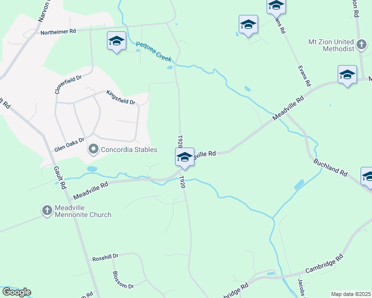 map of restaurants, bars, coffee shops, grocery stores, and more near 647 Red Hill Road in Narvon