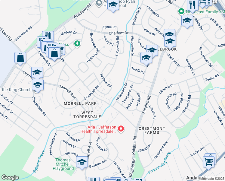 map of restaurants, bars, coffee shops, grocery stores, and more near 10789 Helmer Drive in Philadelphia