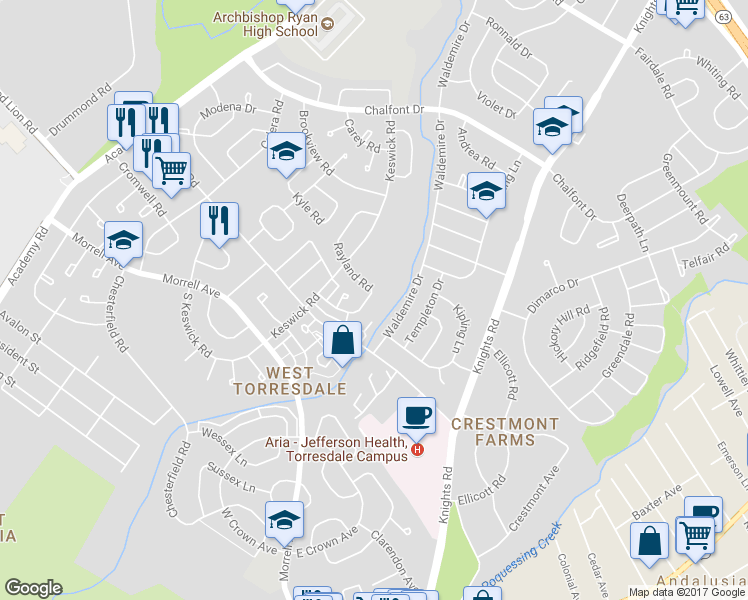 map of restaurants, bars, coffee shops, grocery stores, and more near 10789 Helmer Drive in Philadelphia