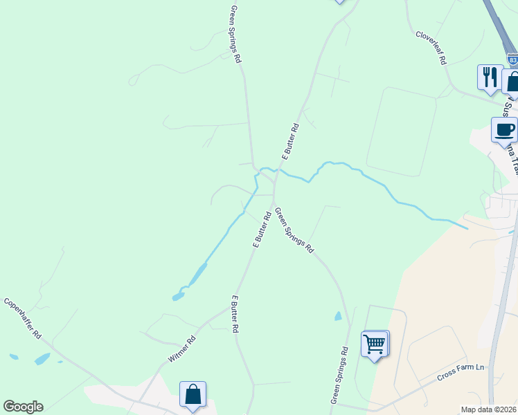 map of restaurants, bars, coffee shops, grocery stores, and more near 410 East Butter Road in York