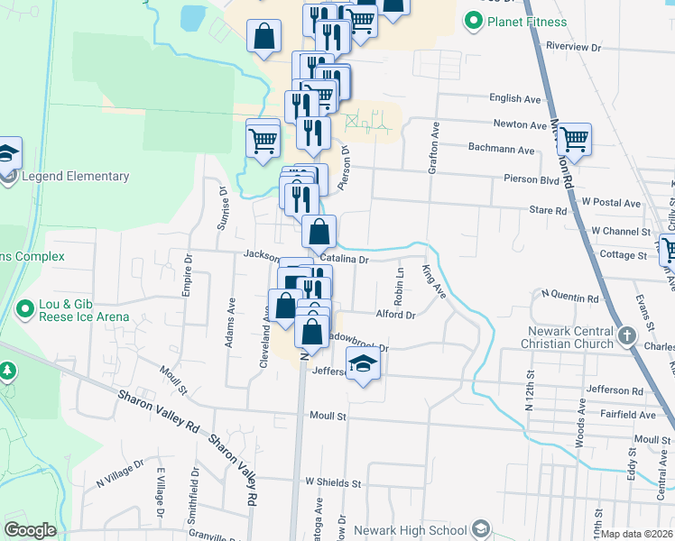 map of restaurants, bars, coffee shops, grocery stores, and more near 649 Kennedy Street in Newark