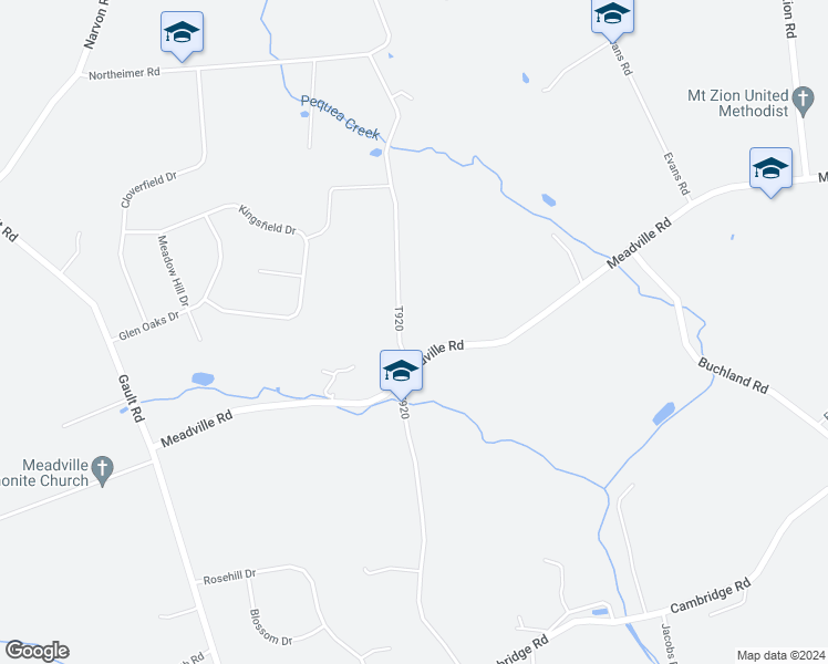 map of restaurants, bars, coffee shops, grocery stores, and more near 647 Red Hill Road in Narvon