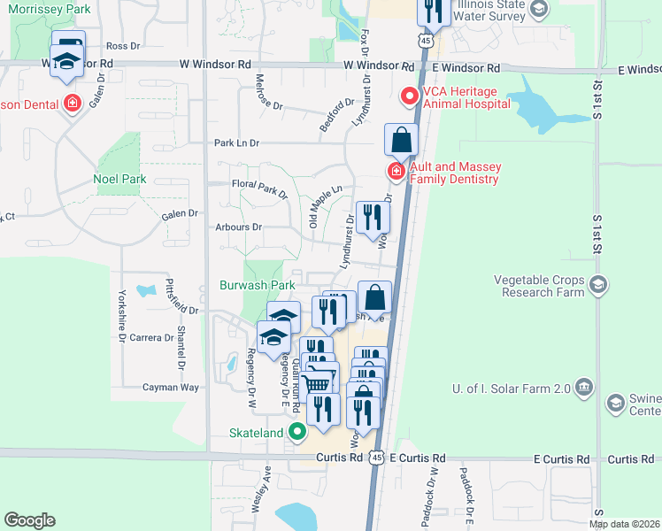 map of restaurants, bars, coffee shops, grocery stores, and more near in Savoy