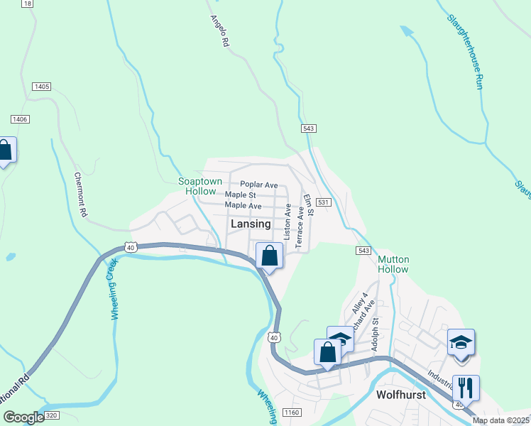map of restaurants, bars, coffee shops, grocery stores, and more near 55227 Greenbank Avenue in Lansing