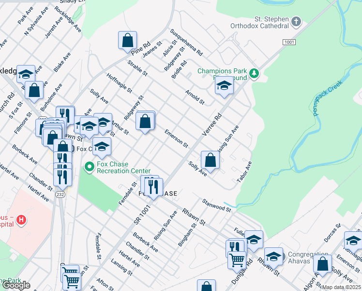 map of restaurants, bars, coffee shops, grocery stores, and more near 822 Emerson Street in Philadelphia