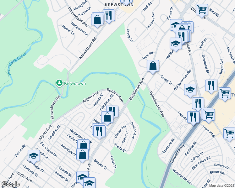 map of restaurants, bars, coffee shops, grocery stores, and more near in Philadelphia
