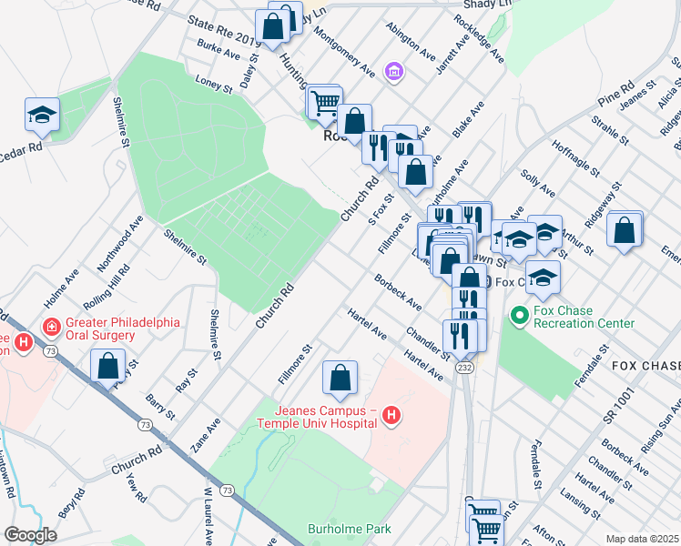 map of restaurants, bars, coffee shops, grocery stores, and more near 19 Chandler Street in Rockledge
