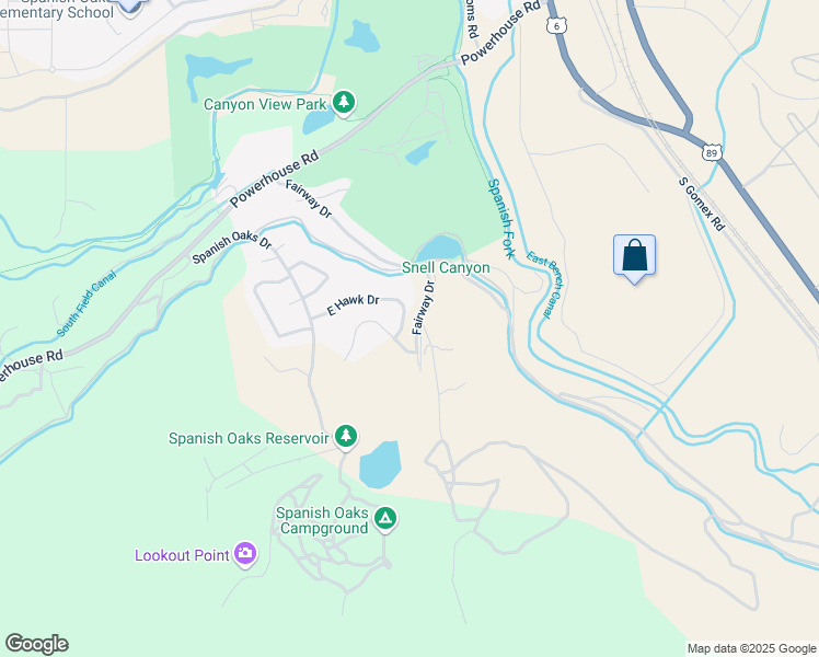 map of restaurants, bars, coffee shops, grocery stores, and more near 2583 South Hawk Drive in Spanish Fork