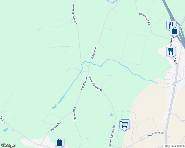 map of restaurants, bars, coffee shops, grocery stores, and more near 845 Green Springs Road in York