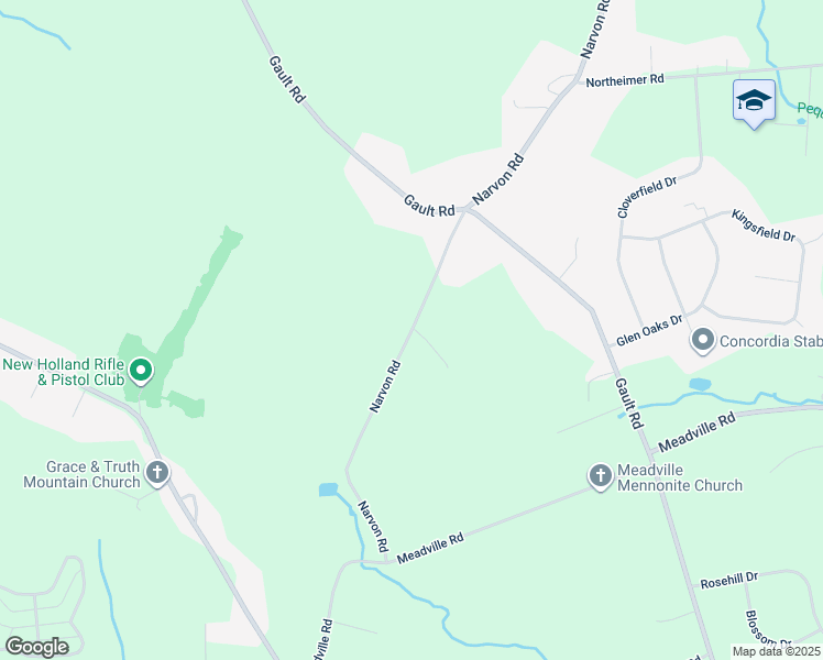 map of restaurants, bars, coffee shops, grocery stores, and more near 598 Narvon Road in Gap