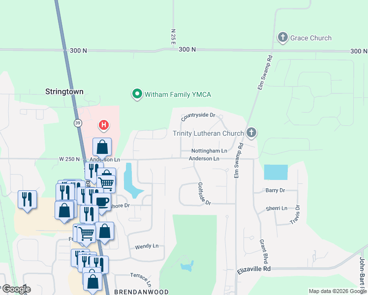 map of restaurants, bars, coffee shops, grocery stores, and more near 2524 Dover Court in Lebanon
