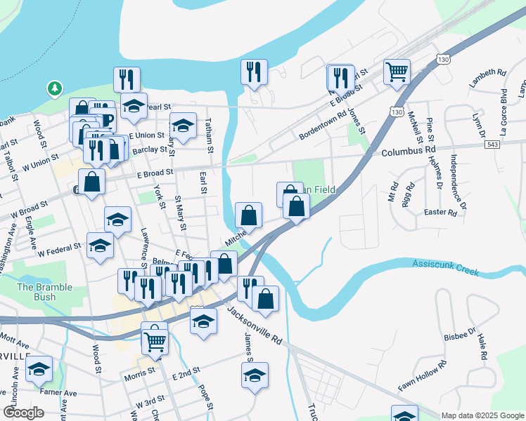 map of restaurants, bars, coffee shops, grocery stores, and more near 530 Williams Street in Burlington