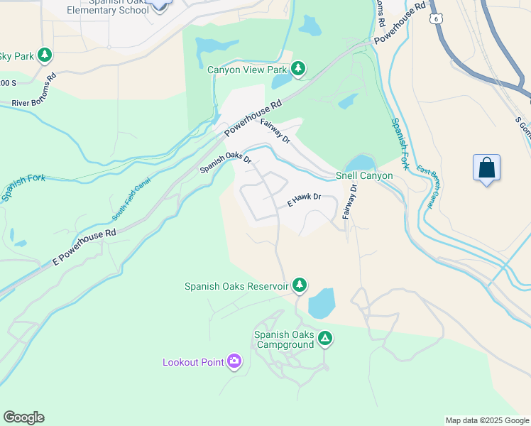 map of restaurants, bars, coffee shops, grocery stores, and more near 2633 Oakridge Drive in Spanish Fork