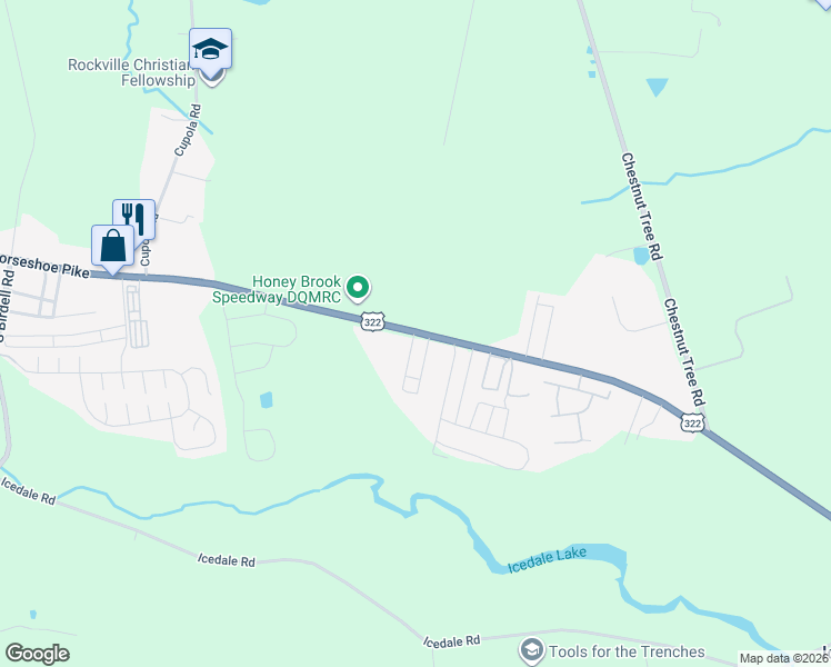 map of restaurants, bars, coffee shops, grocery stores, and more near 4 Keystone Court in Honey Brook