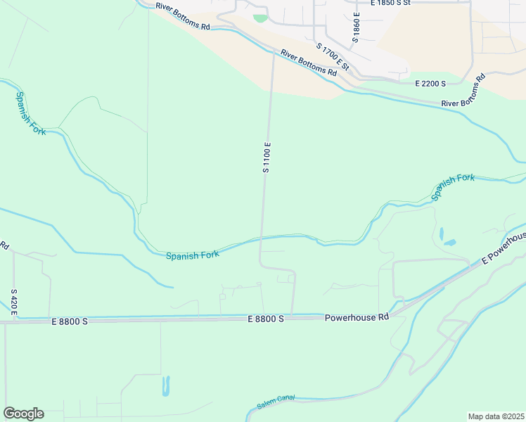 map of restaurants, bars, coffee shops, grocery stores, and more near 8500 South 1100 East in Spanish Fork