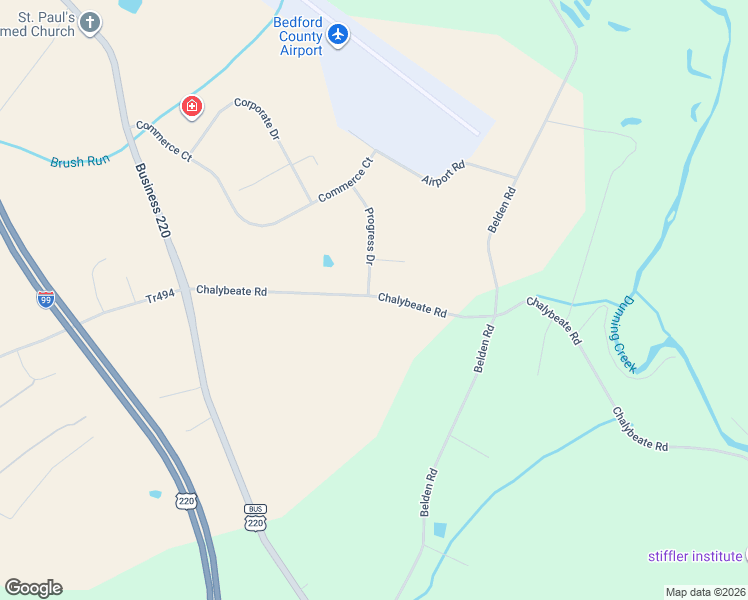 map of restaurants, bars, coffee shops, grocery stores, and more near 2729 Chalybeate Road in Bedford