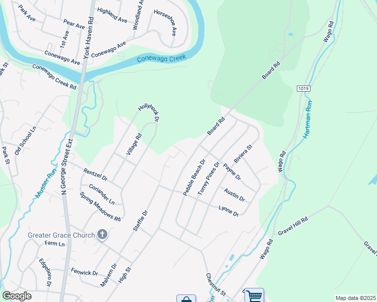 map of restaurants, bars, coffee shops, grocery stores, and more near 5400 Board Road in Mount Wolf