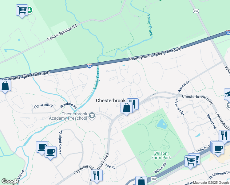 map of restaurants, bars, coffee shops, grocery stores, and more near 301 Jefferson Lane in Wayne