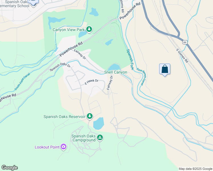 map of restaurants, bars, coffee shops, grocery stores, and more near 2569 East Hawk Drive in Spanish Fork