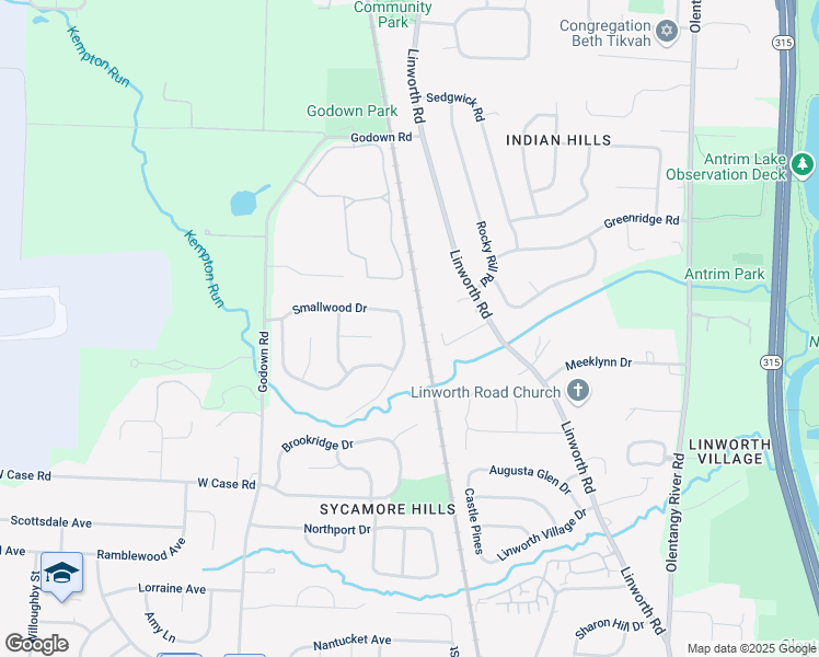 map of restaurants, bars, coffee shops, grocery stores, and more near 5764 Shadowbrook Drive in Columbus