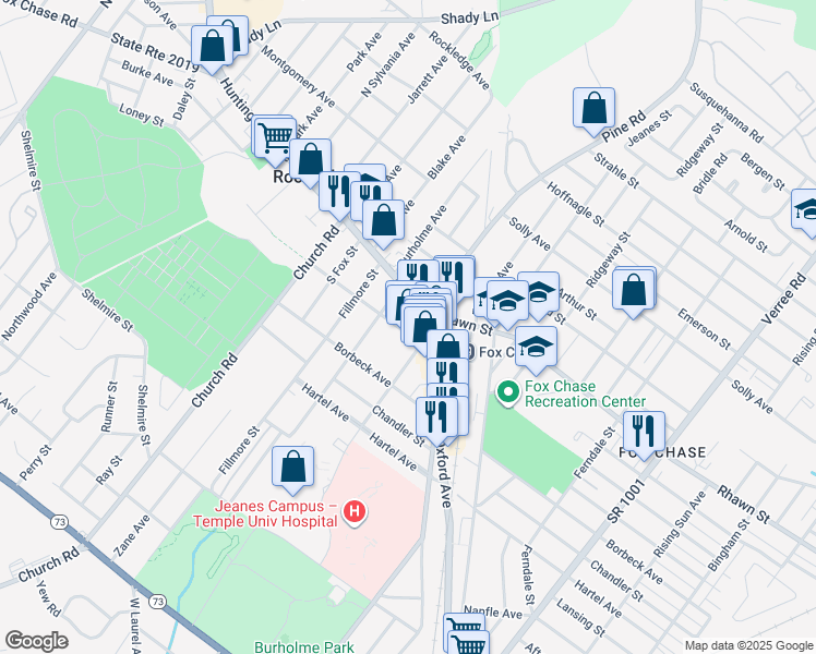 map of restaurants, bars, coffee shops, grocery stores, and more near in Philadelphia