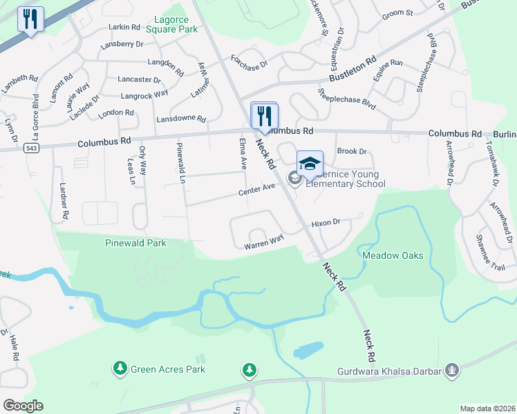 map of restaurants, bars, coffee shops, grocery stores, and more near 24 Center Avenue in Burlington