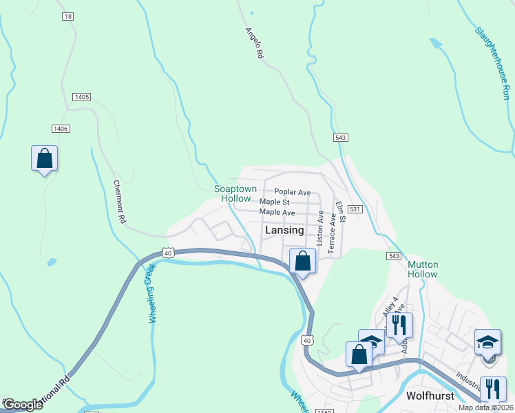 map of restaurants, bars, coffee shops, grocery stores, and more near 55051 Maple Avenue in Bridgeport