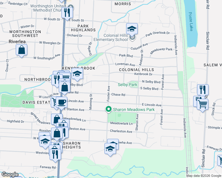 map of restaurants, bars, coffee shops, grocery stores, and more near 273 East Selby Boulevard in Worthington