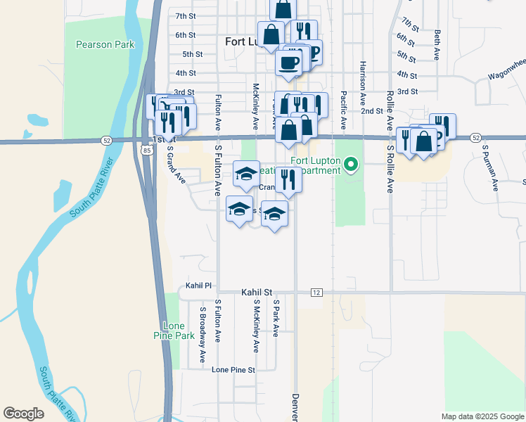 map of restaurants, bars, coffee shops, grocery stores, and more near 530 Reynolds Street in Fort Lupton