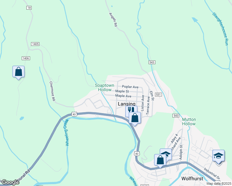 map of restaurants, bars, coffee shops, grocery stores, and more near 55051 Maple Avenue in Bridgeport