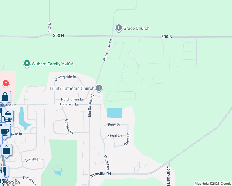 map of restaurants, bars, coffee shops, grocery stores, and more near 2625 Elm Swamp Road in Lebanon