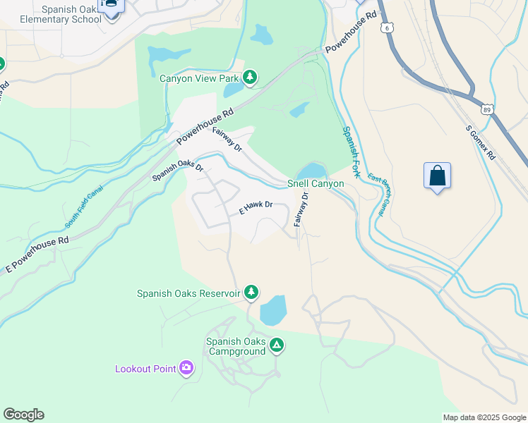 map of restaurants, bars, coffee shops, grocery stores, and more near 3256 East Hawk Drive in Spanish Fork