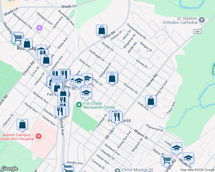 map of restaurants, bars, coffee shops, grocery stores, and more near 625 Arthur Street in Philadelphia