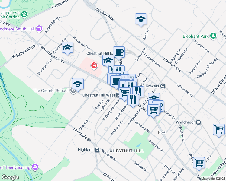 map of restaurants, bars, coffee shops, grocery stores, and more near in Philadelphia