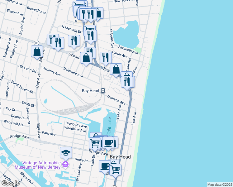 map of restaurants, bars, coffee shops, grocery stores, and more near 310 Maryland Avenue in Point Pleasant Beach