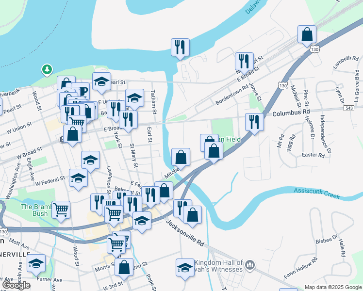 map of restaurants, bars, coffee shops, grocery stores, and more near 530 Williams Street in Burlington