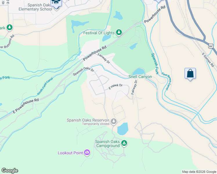 map of restaurants, bars, coffee shops, grocery stores, and more near 3167 East Hawk Drive in Spanish Fork