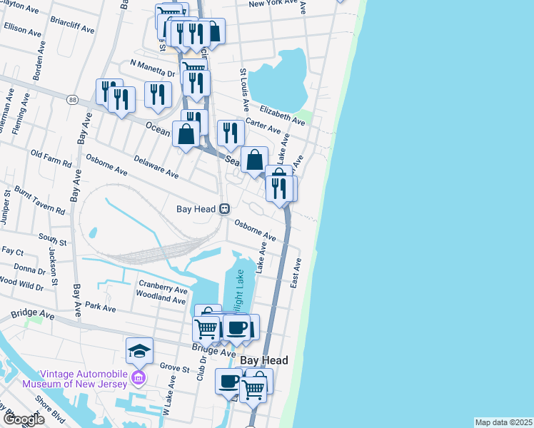 map of restaurants, bars, coffee shops, grocery stores, and more near 310 Maryland Avenue in Point Pleasant Beach