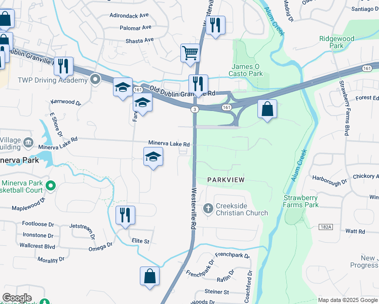 map of restaurants, bars, coffee shops, grocery stores, and more near 5170 Berryleaf Grove in Columbus
